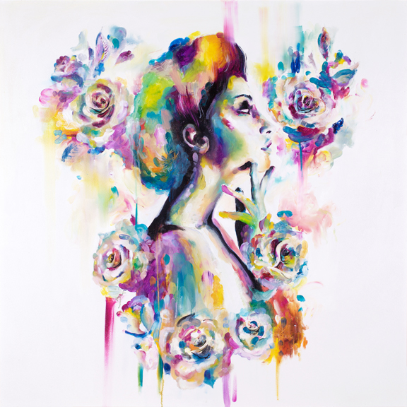 'Opium II' Opium I & 11 - Opiates remove feelings of pain and replace with feelings of euphorea. This set of 2 paintings are a play on colours and embelishments that make a replacement from traditional 'true to life' colours to a whimsical display of colours across the spectrum. A euphoric replacement.