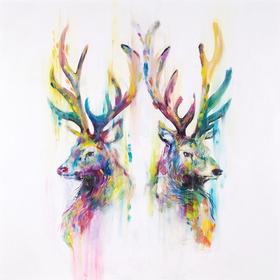 'Pride' One of my favorite animals brought to life in adherence to the style of the Phosphenes collection. Abstract in composition and playful in colour use.