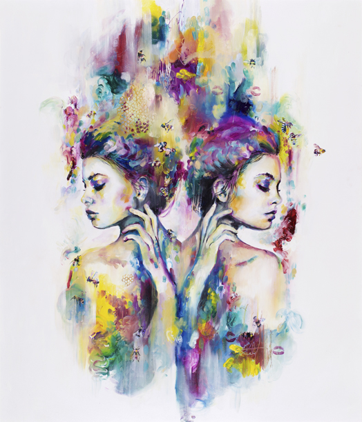 Bees have been subjects of heavy symbolism throughout the ages, adorning tombs and paintings with various meanings. Bees can symbolise life circulation and preservation. A lot of the basis of pollen circulation is from the natural seduction of vivid colours, also a basis for the work of the Phosphene collection.