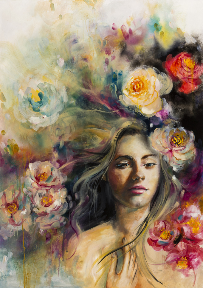 Woman with flowers-Temple